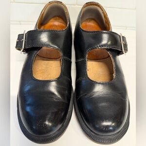 Vintage 1980s Doc Marten Black Leather Mary Janes UK Size 5, U.S. Size 6 1/2